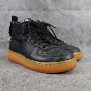 Nike Shoes Youth 5 Sneakers SF Air Force 1 Leather Casual Black Gum Zip Mid GS
